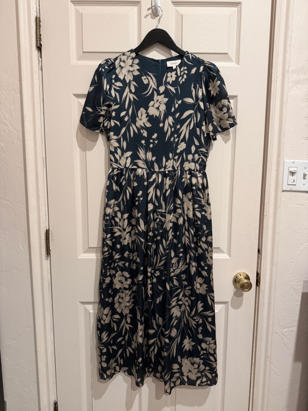 Bohme Forest Green Midi Dress with Cream Floral Print